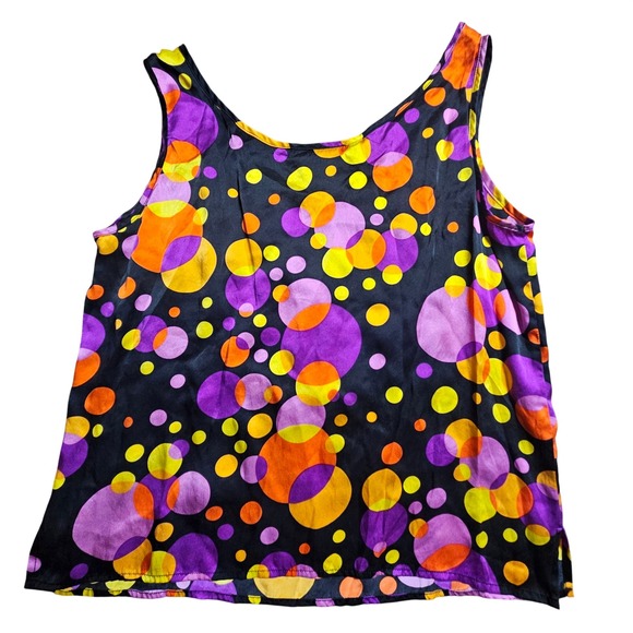 Bob Mackie Wearable Art Silk Tank Top M Bubble Polka Dot Maximalist Retro 90s - Picture 2 of 5